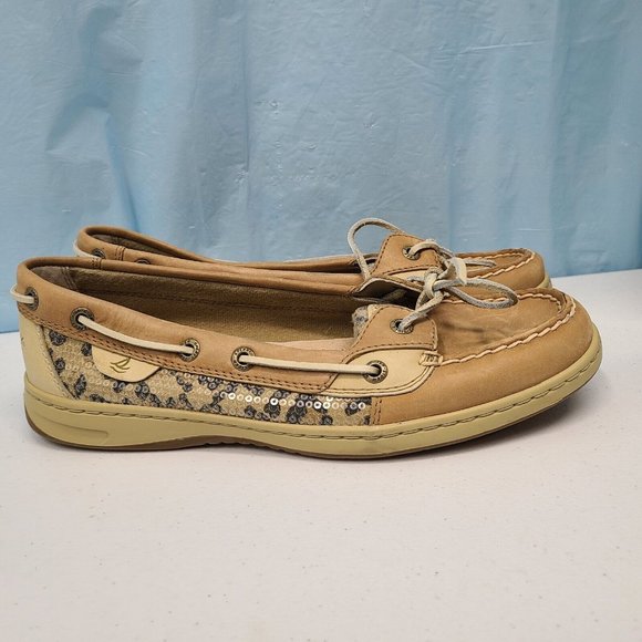 Sperry Top Sider Womens Angelfish Brown Leopard Sequin Size 9 M Boat Shoes - Picture 4 of 6